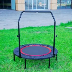 40-Inch Folding Mini Fitness Trampoline with Adjustable Handle, 300 Lbs Capacity, Space-Saving for Home & Outdoor Use, Ideal for Trampoline Workout