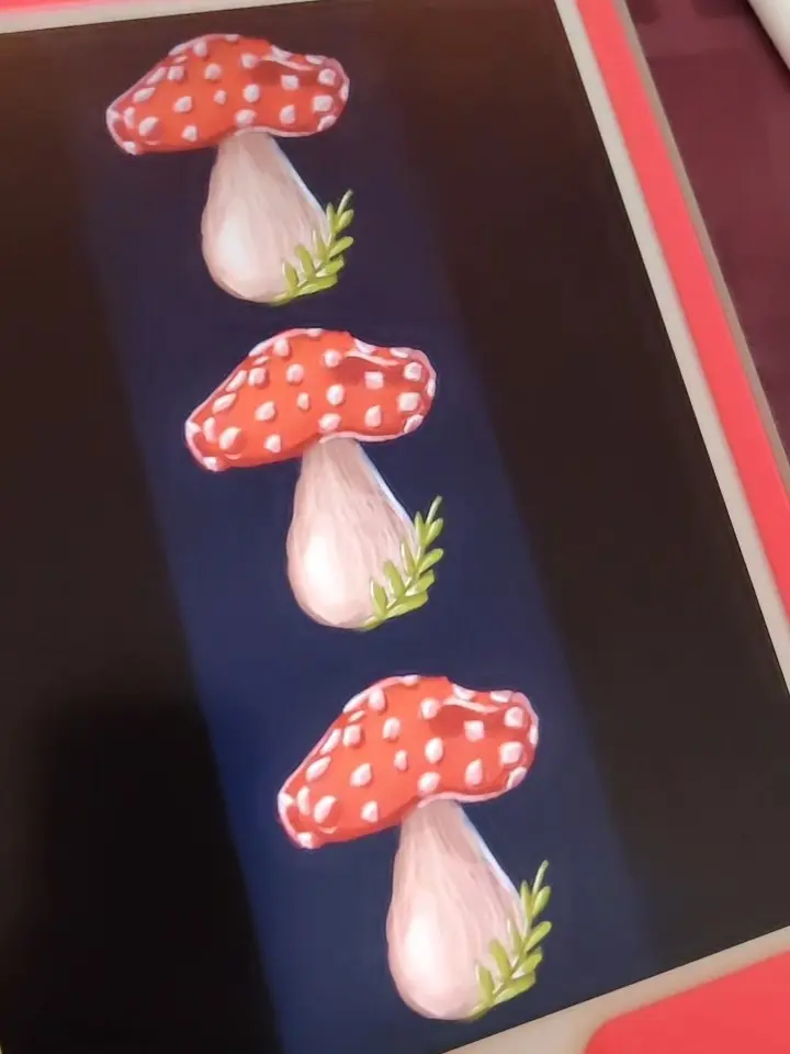 Three Tier Mushroom Whimsical Witchy Stack Bookmark Hand Drawn 2x6 Glossy Paper