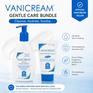 Vanicream Gentle Facial Cleanser 8 fl oz + Moisturizing Cream 2 oz Bundle | Sensitive Skin Care Set