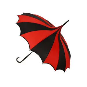 Batwing Pagoda Umbrella [BLACK/RED STRIPED]