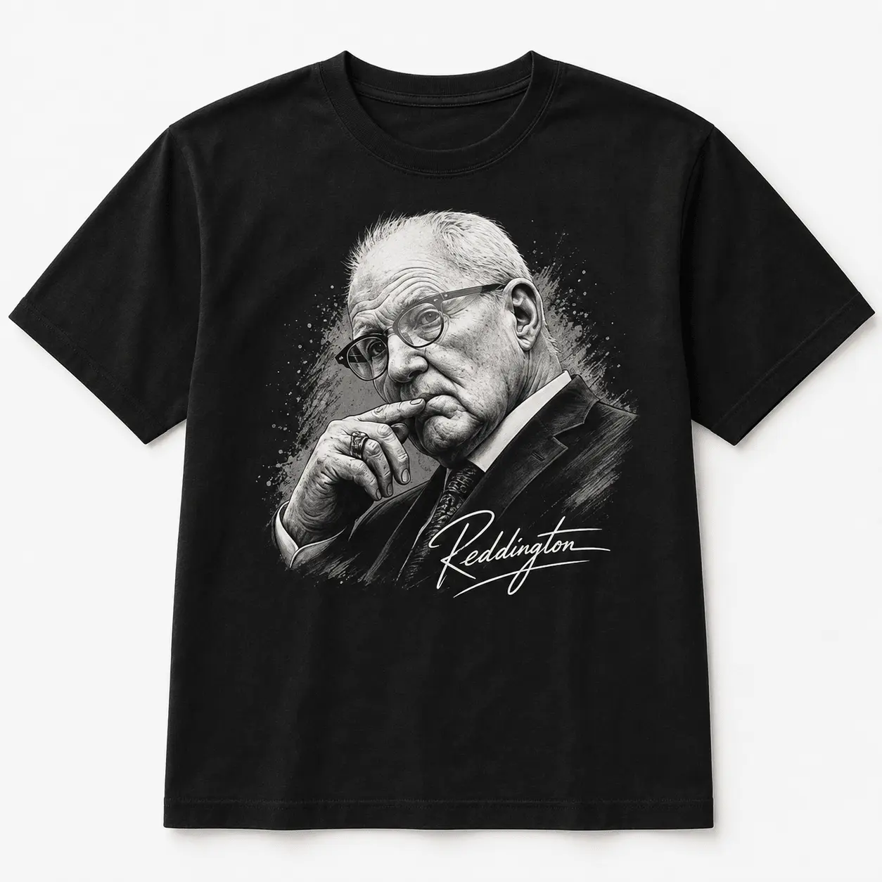 Kevin Reddington Signature Portrait T-Shirt, Vintage Crime Drama Graphic Tee, Black and White TV Fan Shirt, Retro Character Gift for Men and Women