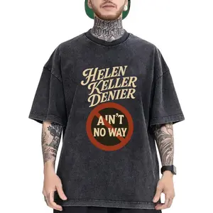 Helen Keller Denier Ain't No Way Graphic Hoodie & T-Shirt, Bold Retro Statement Print, Casual Crew Neck Tops, Humorous Design for Mother's Day Father's Day Daily Wear & Gifting Mother's Day and Father's Day Gifts