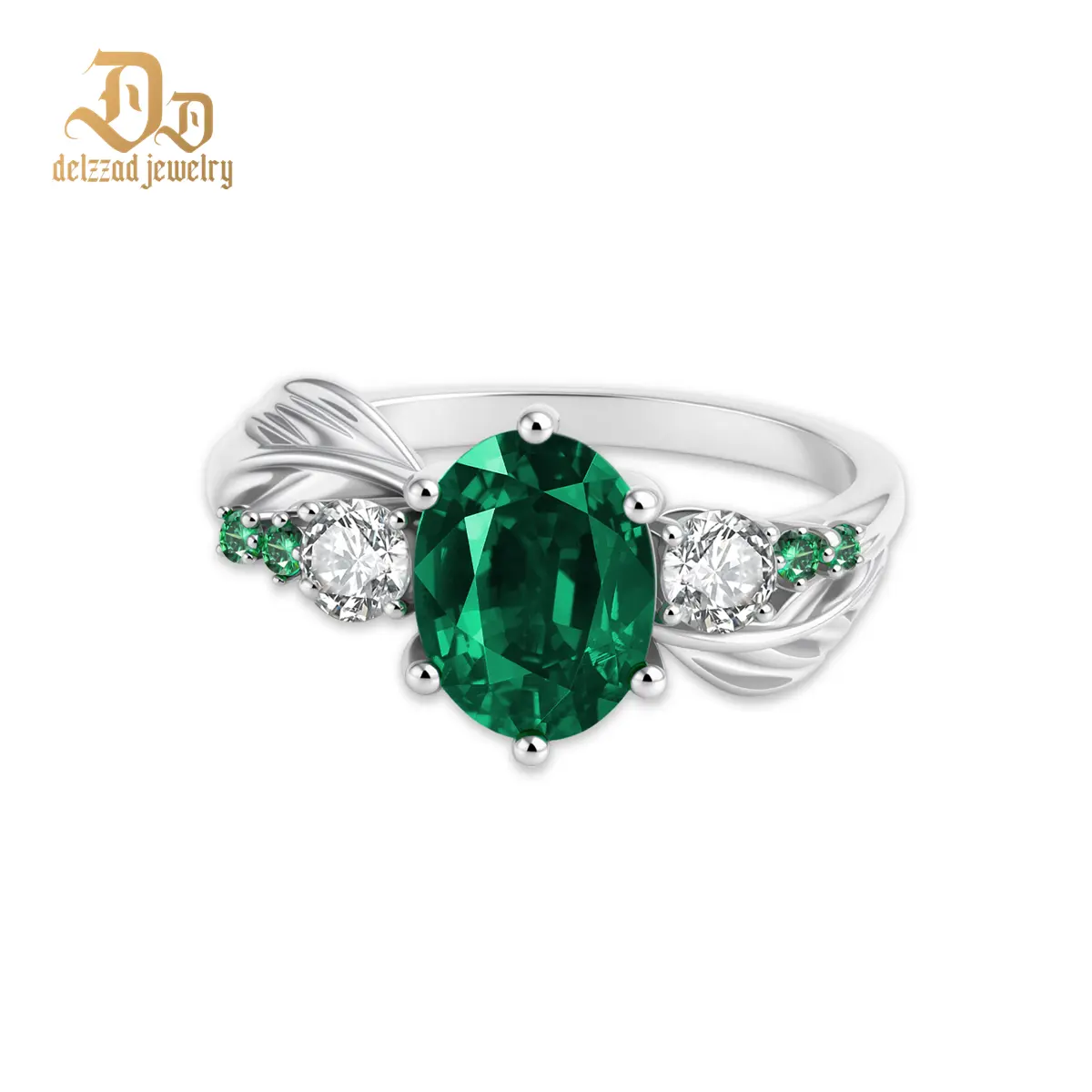 Delzzad The Faerie Vine Ring Forest Muse Ring Green Hawthorn Ring Band for Women Zirconia Ring Jewelry Copper Band Perfect Birthday Engagement Wedding Anniversary Christmas Mother's Day Gift