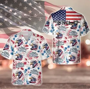 America 250th Anniversary Hawaiian Shirt, 250 Years Freedom Button Shirt, Eagle