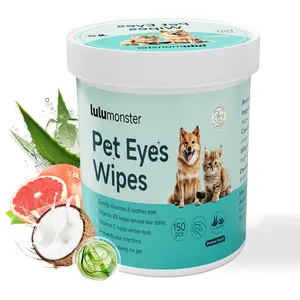 Pet Eyes Wipes for Dogs & Cats, Gentle Remove Tear Stain, Eye Debris, Discharge, Mucus Secretions Grooming Deodorizing Wipes, Non-irritating Ingredients with Aloe & Coconut Oil -150pcs