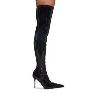 Thigh High Stretch Boots - Black