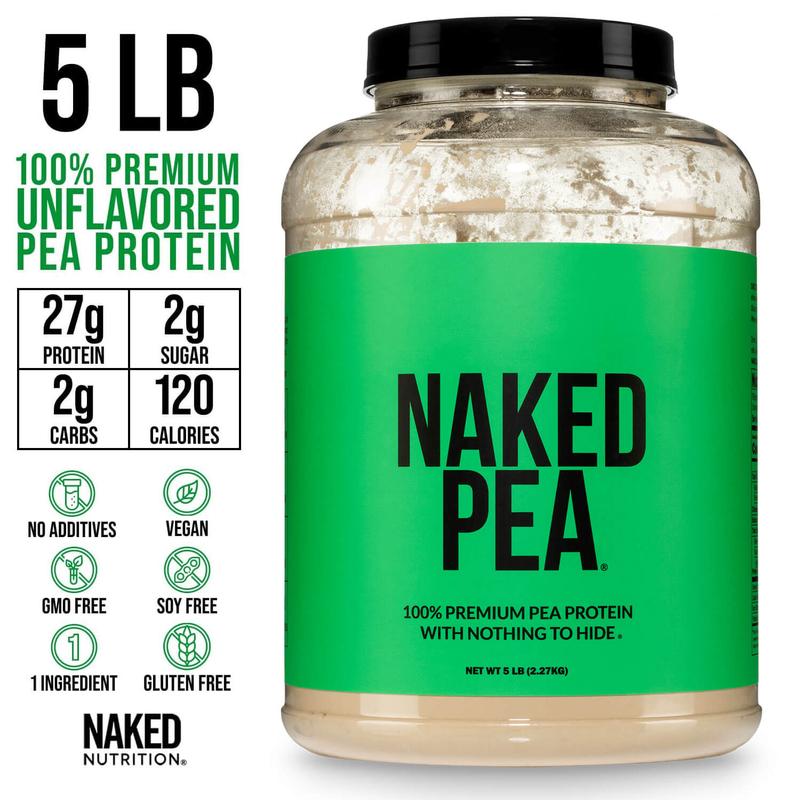 Naked Pea 100% Premium Pea Protein Powder 5LB - US Grown, Additive-Free, Vegan - 18g Protein, 2g Carbs - Only 1 Ingredient
