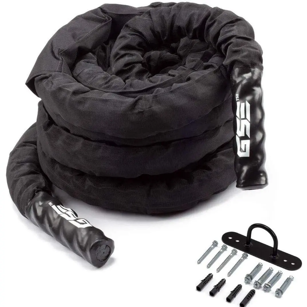 1.5" Battle Rope, Workout Battle Ropes with Sleeve Cover (30ft/40ft/50ft)
