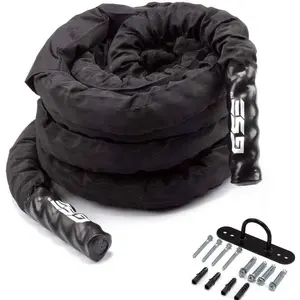 1.5" Battle Rope, Workout Battle Ropes with Sleeve Cover (30ft/40ft/50ft)