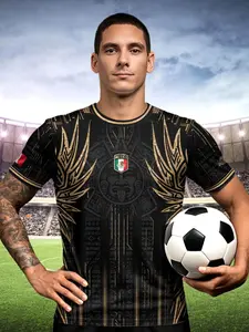 Men's Mexico Aztec Football T-Shirt, Football Jersey, Breathable Quick-Dry Sports Fabric, Casual Fitted Long Sleeve, Perfect Gift for Fans & Players
