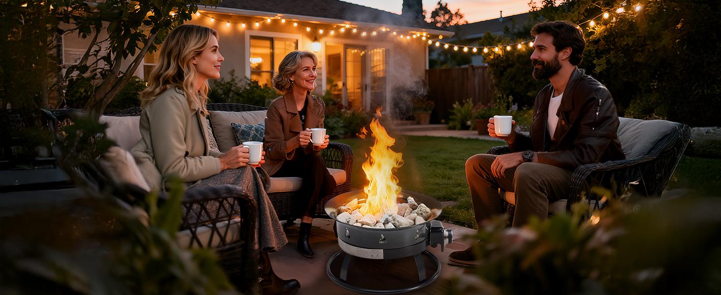 Portable Propane Fire Pit, 19 Inch Smokeless Gas Firebow with Cover and Carry Kit, 58,000 BTU Outdoor Fire Pit for Outside Patio Backyard Camping RV Tailgating