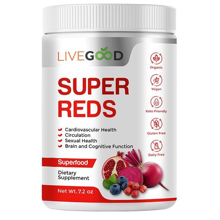 LiveGood Organic Super Reds – Heart, Energy & Circulation Support | Alfalfa, Beet Root, Pomegranate, Grape Seed | USDA Organic, Vegan, Gluten-Free | 9.25 oz