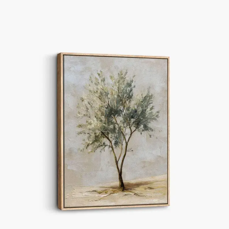 [Unframed] Biblical Olive Tree Wall Art | Scripture Canvas, Modern Christian Painting, Faith Decor