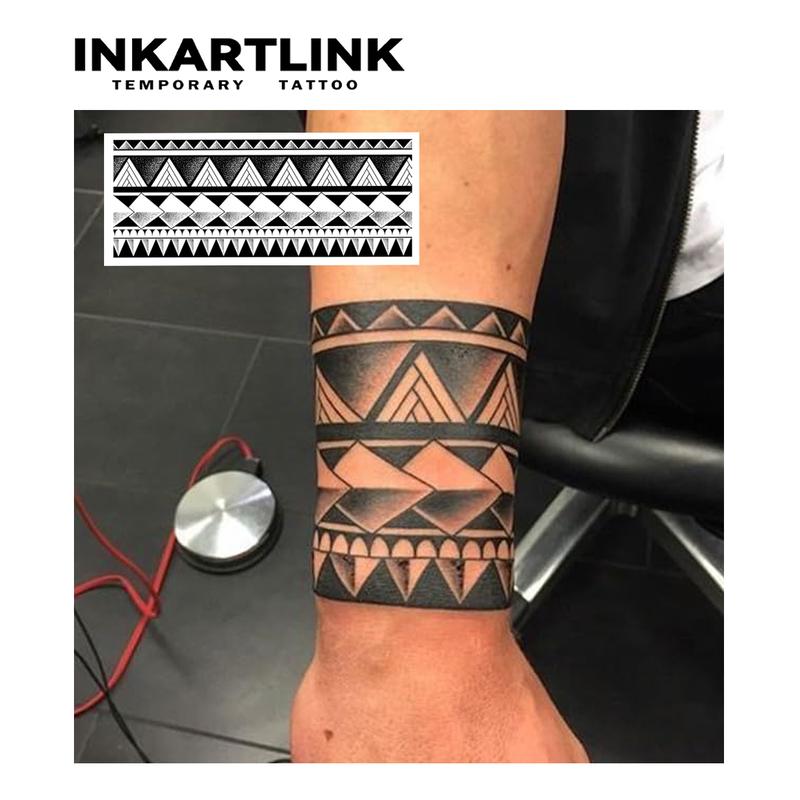 INKARTLINK Tattoo Tech, 2 Sheets Semi-Permanent Temporary Tattoos, Armlet Series, Arm Ring,Adult Art Design,Lasts 1-2 Weeks, Waterproof, Realistic Look, No Adhesive, No Reflection,For Man And Woman,Ideal for Swimming, Party Sticker Henna