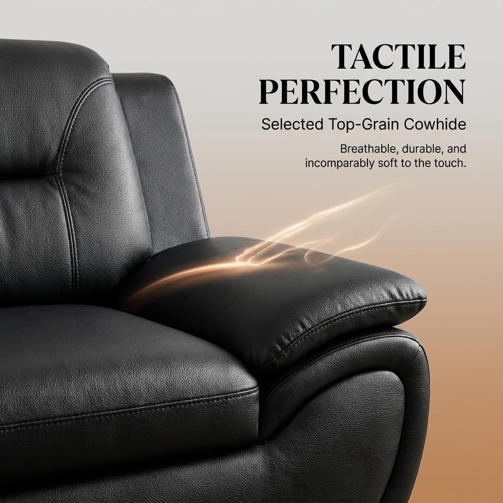 3-Piece Black PU Leather Sofa Set, Indoor Living Room Furniture Couch