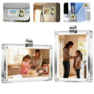 Car Picture Holder for Sun Visor – Magnetic 2.36"x3.54" Car Visor Photo Clip, Horizontal & Vertical Photo Display, Wallet-Size Clear Acrylic Car Picture Frame Perfect for Polaroid Go and Instax Mini,1/2PCS