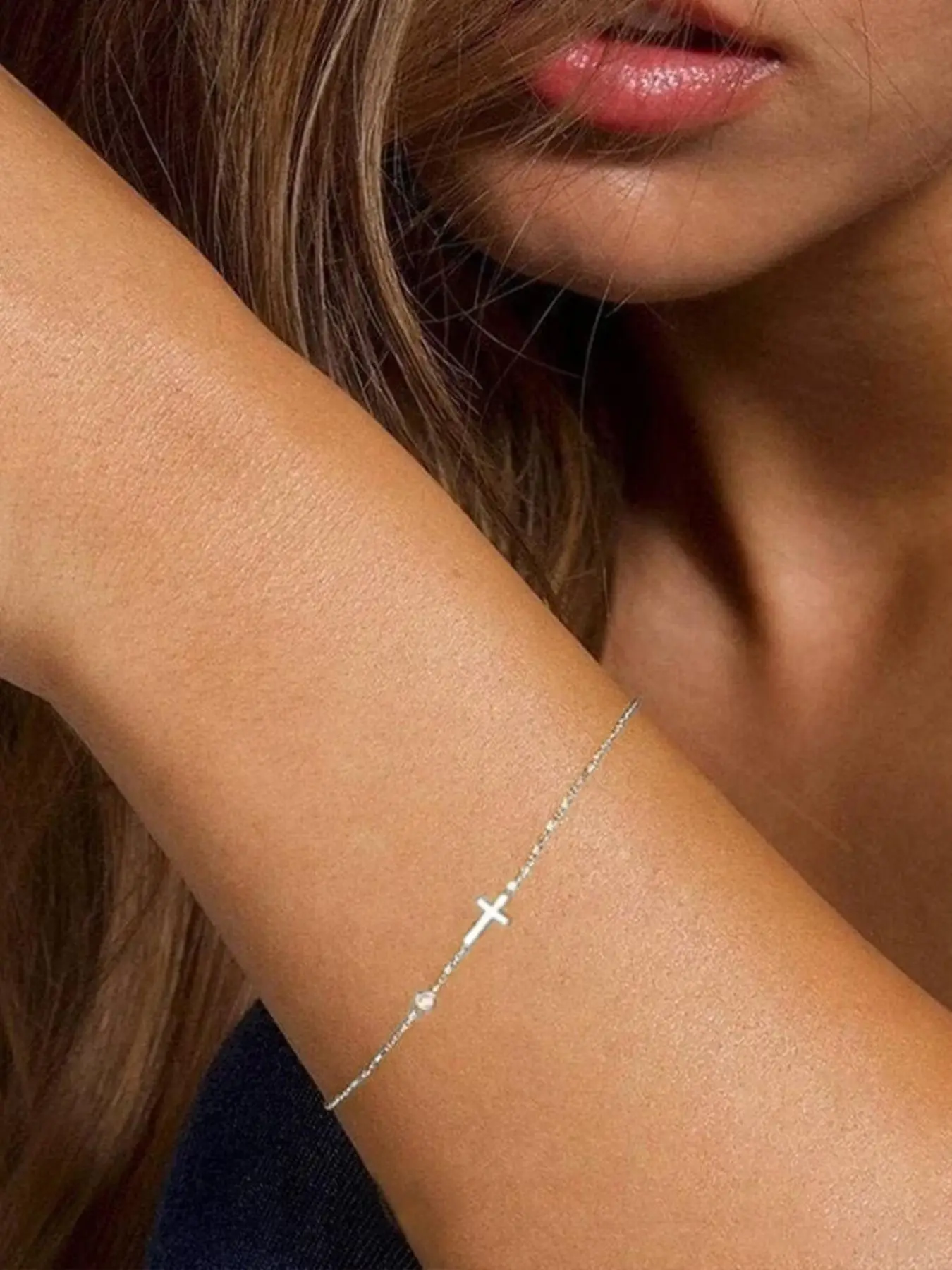 S925 Sterling Silver Classic Cross Design Bolt Ring Closure Bracelet, Simple Fashion Holiday Style Bracelet for Women & Men, Trendy All-match & Exquis