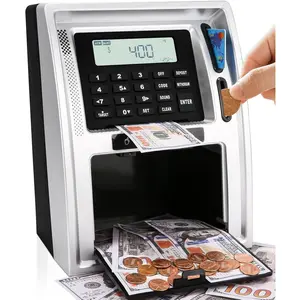 2025upgraded atm piggy bank with poweroff memorykids talking bank for real moneyautoopening draweronekey shutdowndebit cardcoin recognitionbill feederbalance calculator machine