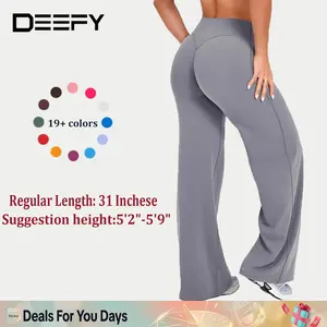 DEEFY SoftMotion Straight Leg Bottoms 30.5" & 31.5" Inseam Fitness Gymwear Women Workout Breathable Light Thin Sportswear Gym Outdoor Sports Yoga Pants Wide Sweatpants Solid Color Joggers