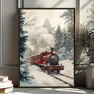 Christmas Snow Train Print Poster