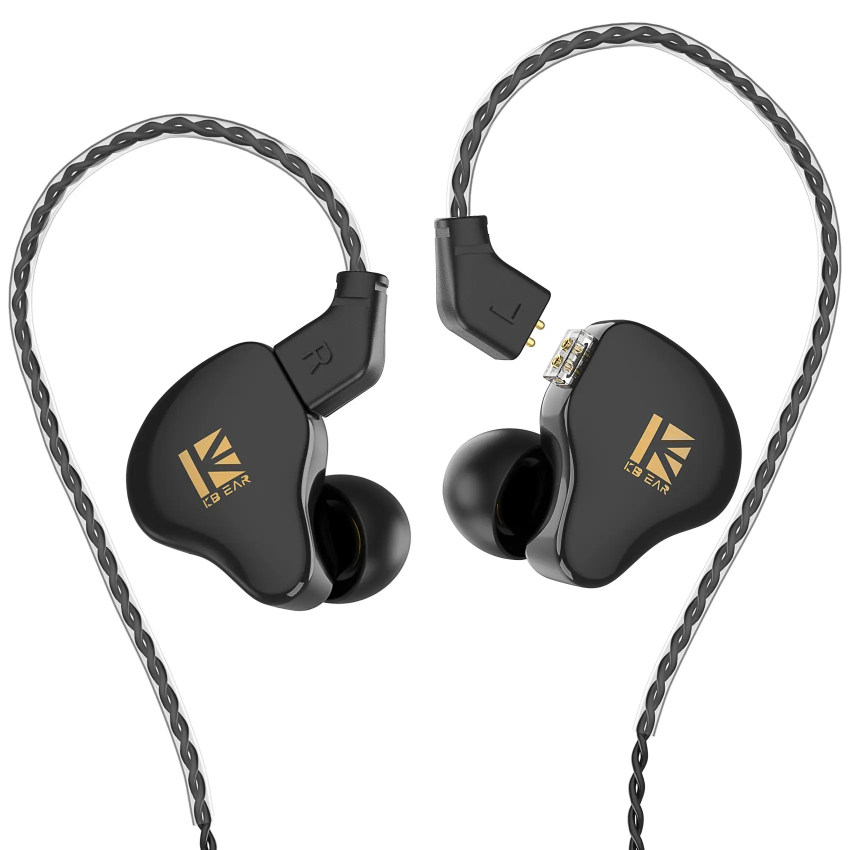 Kbear Ks1 In-Ear Headphones, Super Bass Wired Earbuds, Earphones Wired, Ear Monitors, Clear Sound Quality, High Resolution Noise Cancelling Monitor Headsets for Singers Musicians, Transparent