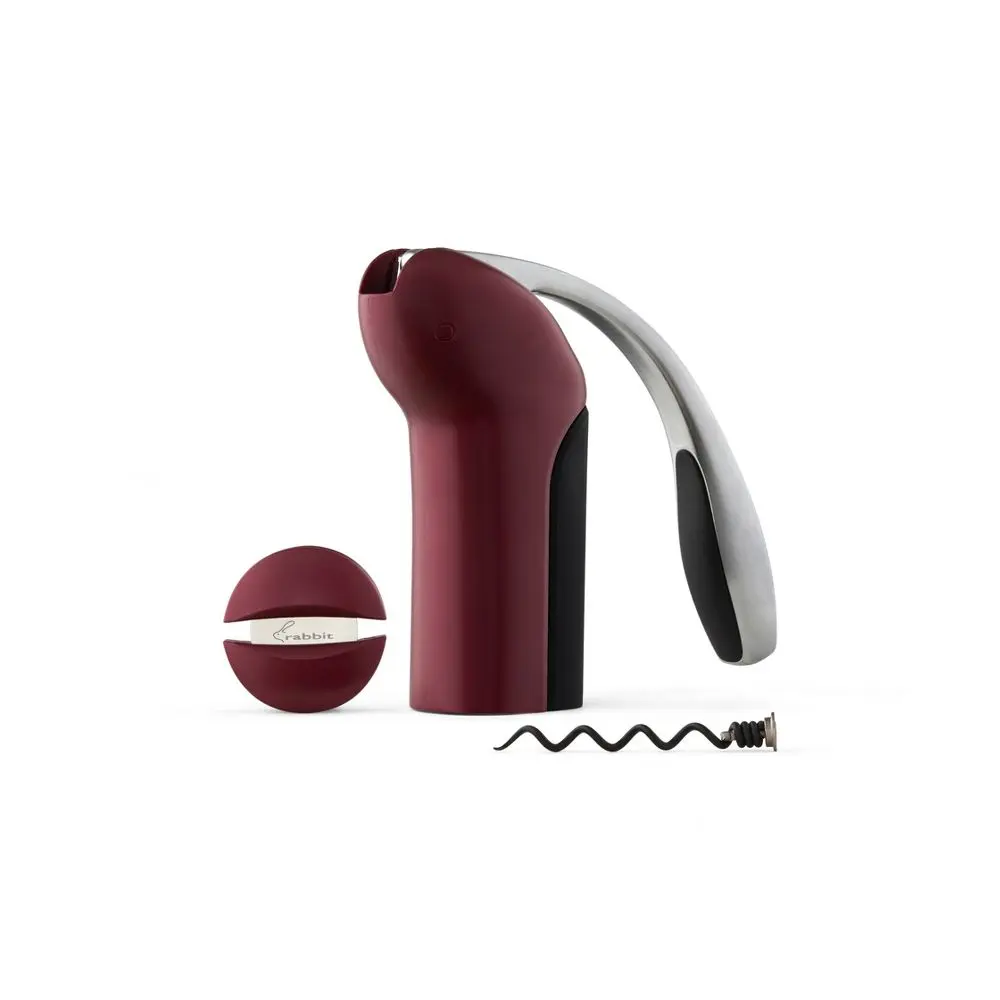 Rabbit Vertical Corkscrew Set Merlot: Manual Wine Opener Plastic & Metal Spot Clean 8.9" Height 1.2 lbs Red
