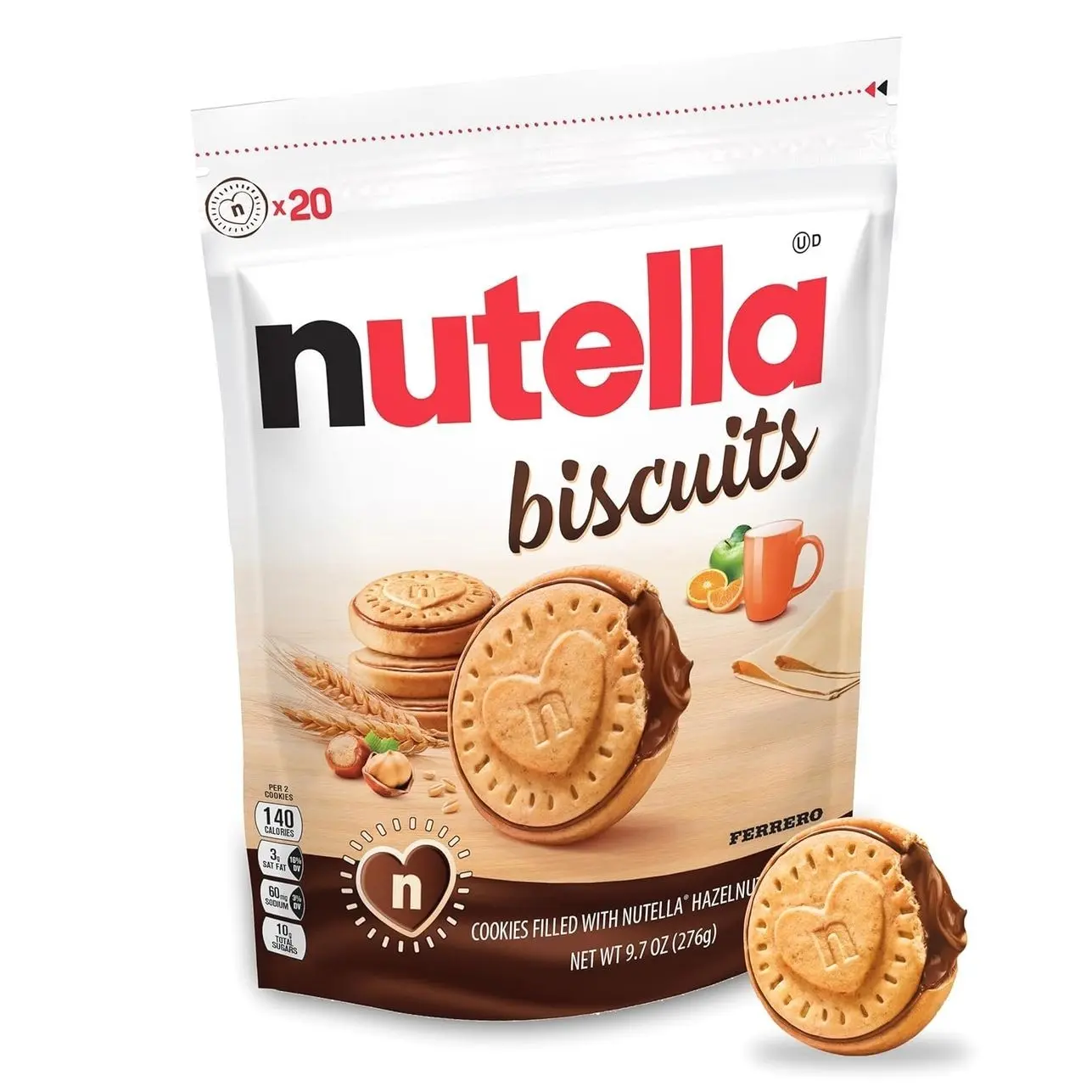 Nutella Biscuits Cookies Filled with Nutella Hazelnut Spread, Sweet Snack Pack, 9.7 oz