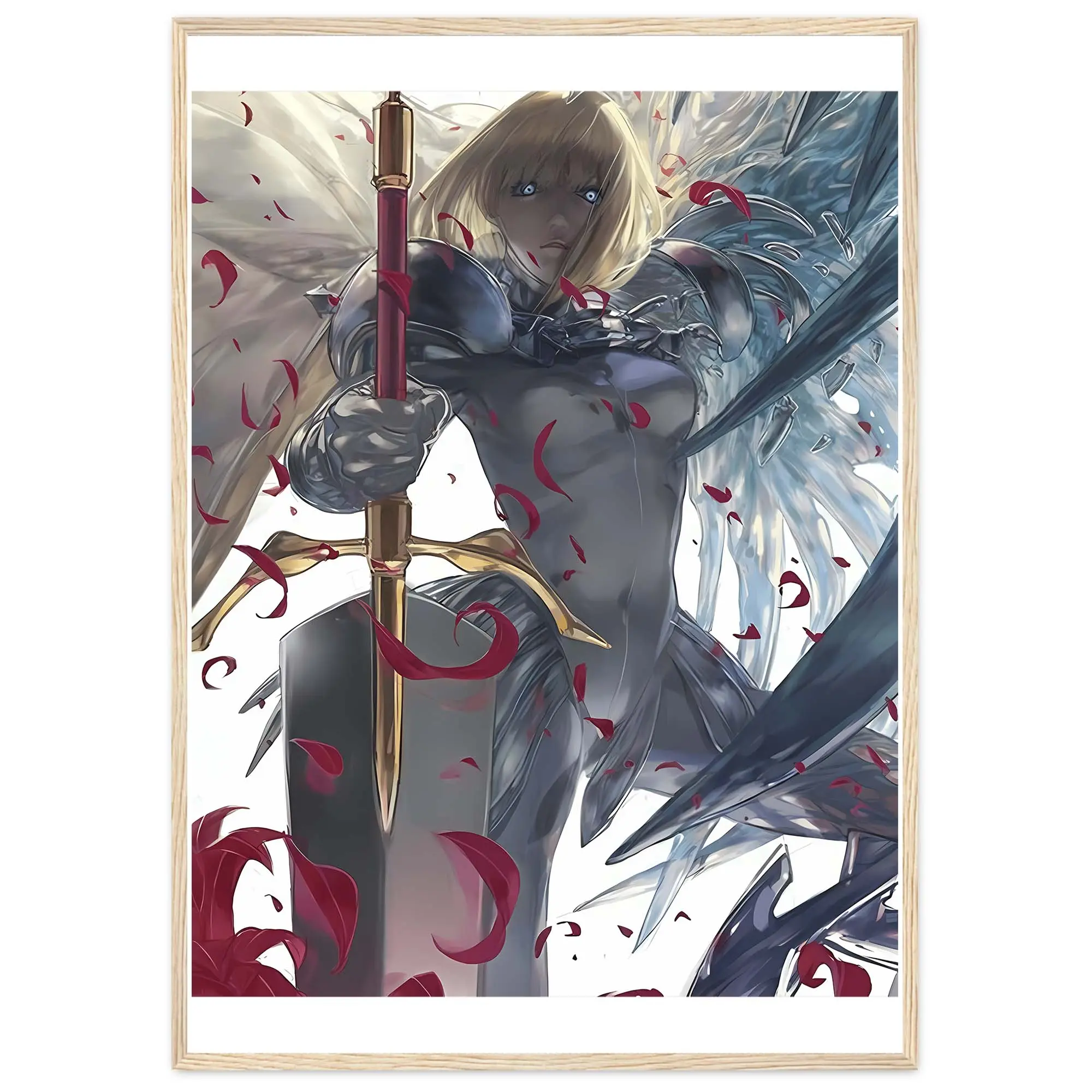 Teresa Claymore Poster - Japan Japanese Mountains Vintage Artwork on Heavyweight White Matte Paper with Eco-Friendly Pine Wood Frame 20-25mm Thick 10-14mm Wide Ready-to-Hang Design for Easy Installation