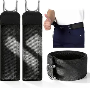 2 Pieces Metal Hook Elastic Belt, No Buckle Belts For Men Women, Adjustable Belts Without Holes, No Hole Buckleless Belt Hooks, Adults Invisible Waist Strap For Outdoor Work Travel Casual