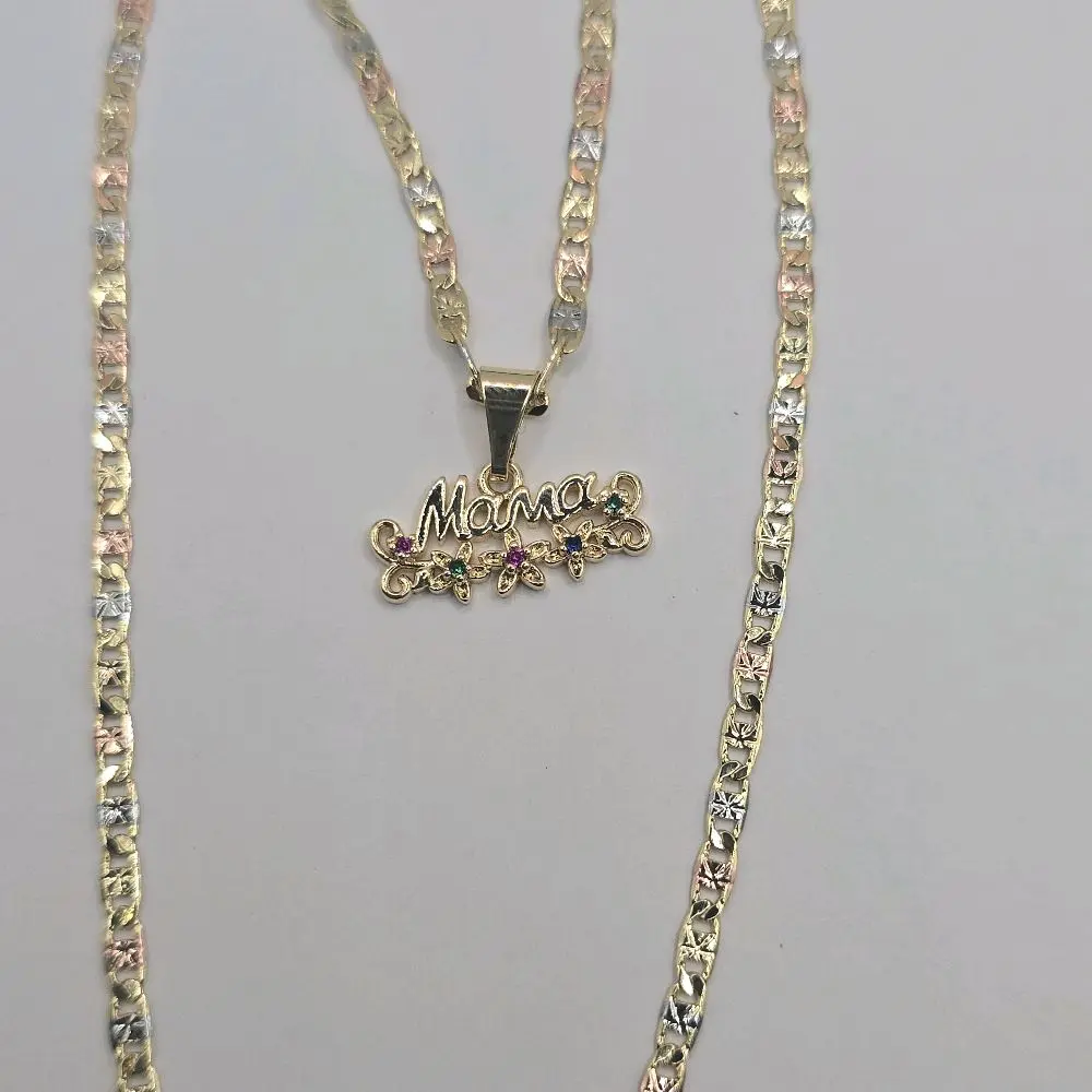 MOTHER'S DAY MAMA  beautiful necklace multicolor stones fashion three colors 18"inches small size jewelry Gold-Plated Heart perfect date