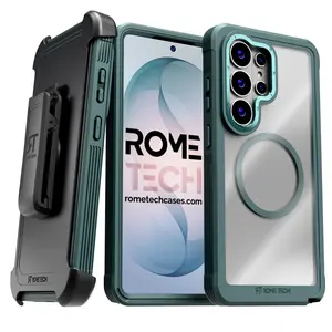 Rome Tech For Samsung Galaxy S26 Ultra / S26 Plus / S26 – Defender Clear Case with MagSafe & Holster Rugged Transparent Dual-Layer Protection, Magnetic Charging Compatible, Raised Bezel Screen & Camera Protection, 180° Rotating Belt Clip