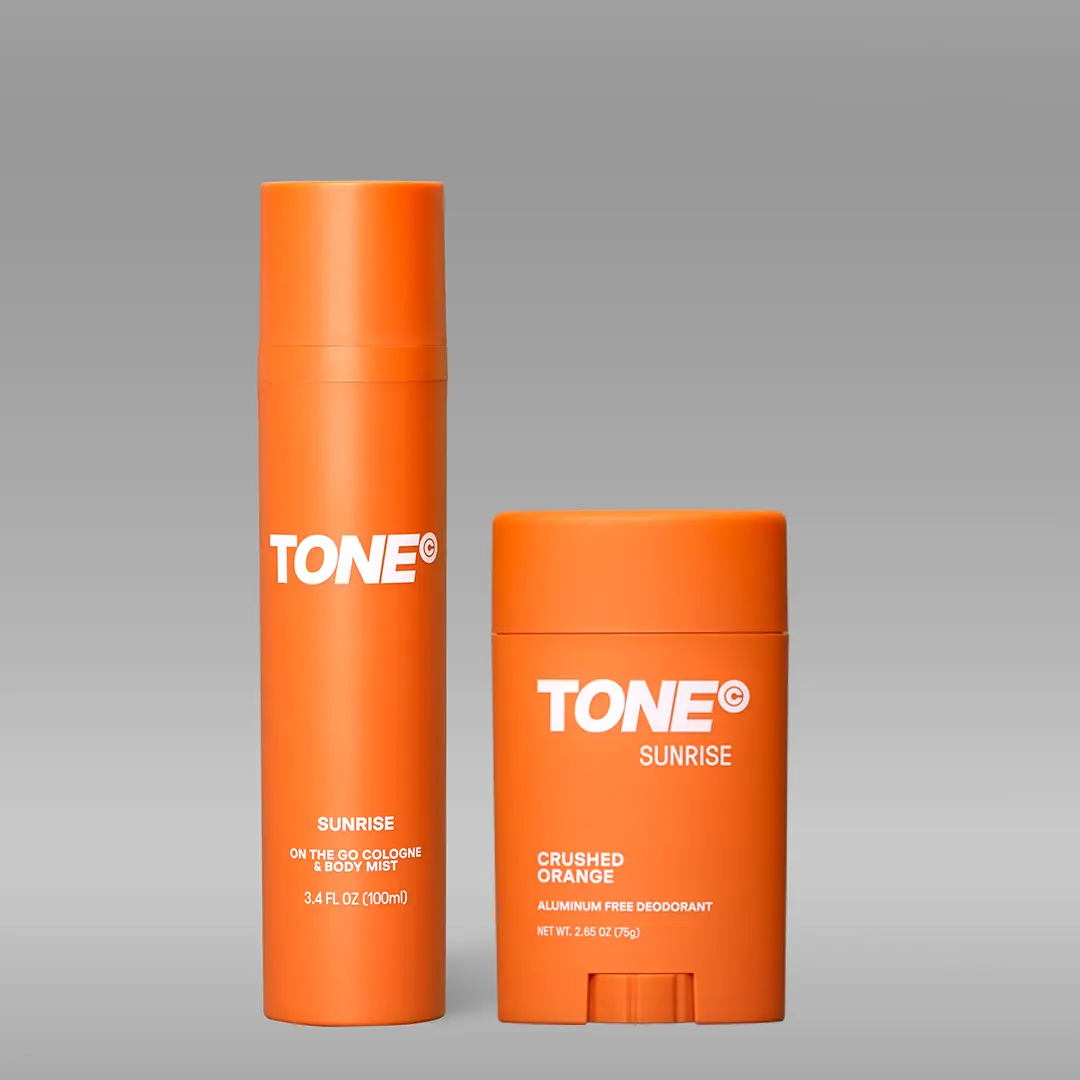 Tone Body Deodorant & On-The-Go Cologne Care Set, Sunrise Collection - Aluminum-Free, 48-Hour Odor Protection, Moisturizer with Coconut Oil, Shea Butter & Lactobacillus Acidophilus