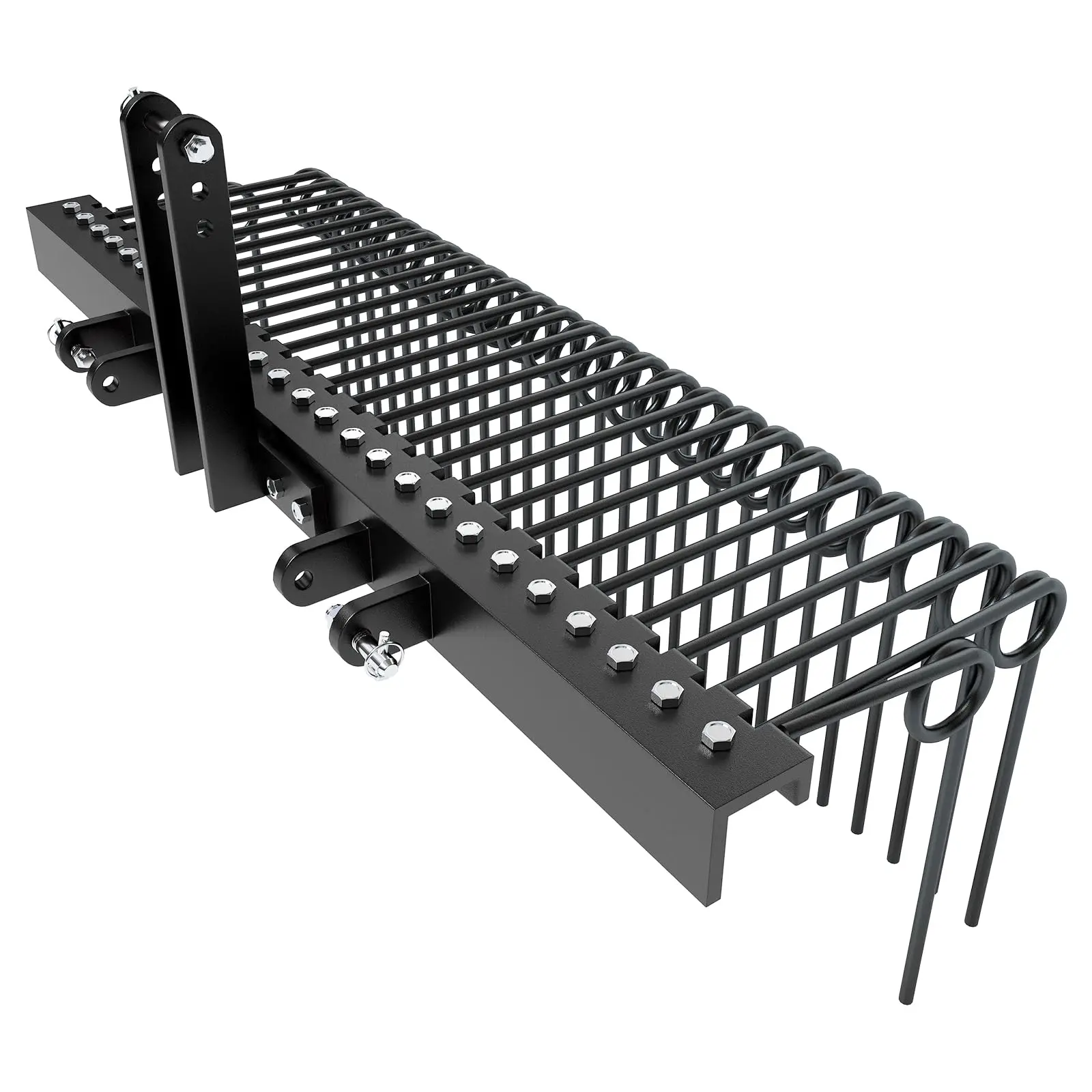 Gaomon 60-Inch Pine Straw Needle 3-Point Landscape Tow-Behind Tool, Carbon Steel Spring Design, Powder-Coated, Compatible with Cat 0, Cat 1 Attachments, Black, 60 In, Coil Spring Steel, Yard Cleanup