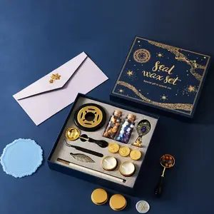 1 Piece Wax Seal Stamp Set Envelope Seal Wax Tape Case, Creative Star Wax Seal Beads, 3 Wax Seal Stamps, Wax Seal Metallic Pens And Envelopes, Wax Seal Set For Gifts And Decorations