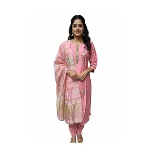 Pink Embroidered Salwar Kameez Suit - Traditional Three-Piece Set -PNK-3