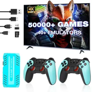 Retro gaming console stick, plug-and-play TV game stick with dual 2.4 GHz wireless controllers, built-in classic retro games, portable nostalgic arcade gaming system for all ages