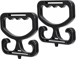 Grocery Bag Carrier with Plastic Storage Box, 2 Pack Grocery Bag Holder for Plastic Bags, Holds 100lbs, Heavy Duty Carry Handle, Comfortable Grip to Carry Bags, Buckets, Shopper Accessories, Black