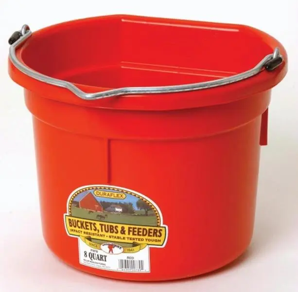 Inc Flat Back Plastic Bucket- Red 8 Quart - P8FBREDA