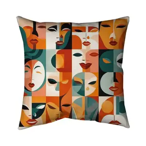 Begin Home Decor 5541-1616-AB125 16 x 16 in. Yellow Industrial Shapes Pillow - Home Decor by the Faces