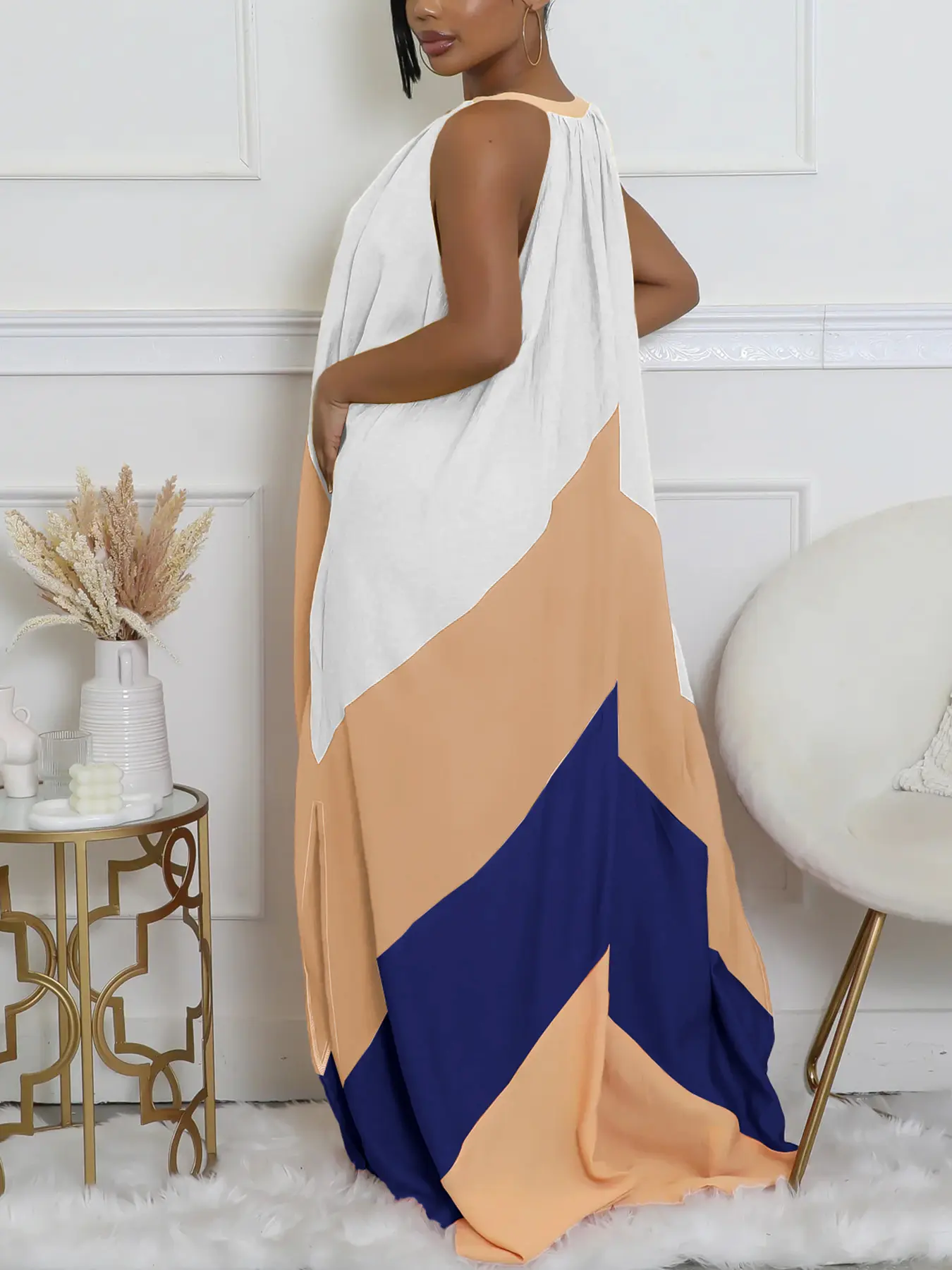 white christmas dresses Tan Tropical Print Belted Maxi Dress - All Dresses main image 0