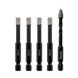 SHDIATOOL 1/4" Dry Diamond Drill Bits Set 4  counts for Ceramic, Tile, Marble, Porcelain
