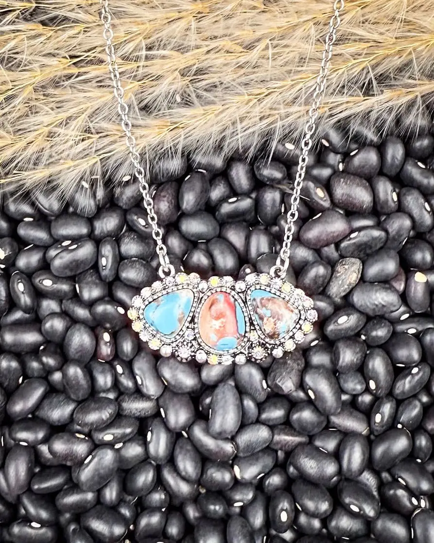 Solana Western Stone Trio Necklace