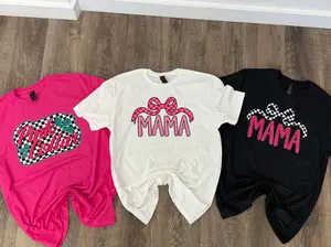 Pink collar or bow mama tee