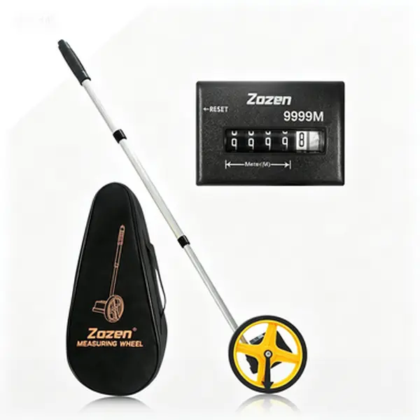 **New Title:** Metric Measuring Wheel with Telescopic Handle, Rolling Distance Measure in Meters Up to 9,999m, One Key Reset with Starting Point Arrow, Portable Measuring Tool with Carrying Bag for Surveying and Construction