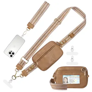 Babysun Stylish Leather Adjustable Phone Lanyard Crossbody Strap Bag Compatible with All Phones Perfect for Travel Running Shopping Clip and Go Strap for Phone and Wallet New Year Gift Valentine's Day gift