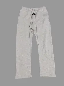 Uncuffed Men's Sweatpants Light Grey Color Joggers Relaxed Oversized Fit Design Unisex Athletic Casua Lounge Pants with Pockets, Soft Fleece Home Pants with Drawstring