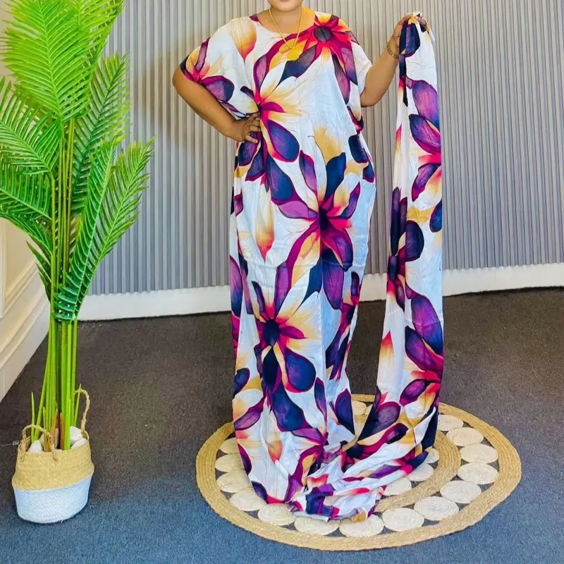 Dera Abaya - Colorful Fabric Outfit with Floral Design, Versatile and Comfortable for Various Occasions