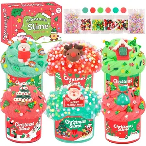 Christmas Slime 6 Pack Set Stocking Stuffers for Kids, Classroom Party Favors, Xmas Gifts for Girls & Boys 4-12, Sensory Stress Relief Toys & Holiday Party Supplies Advent Calendar