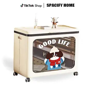 SPACIFY HOME Stylish Storage Bin with Premium Design | 35 Gallon Extra-Large Capacity, Dustproof & Waterproof | Spacious Storage | Foldable Design with Wheels & Handle for Effortless Organization