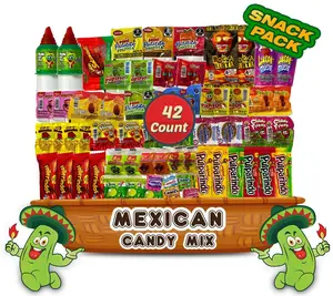 Mexican Candy Assortment Snacks Pack - Variety of Spicy, Sweet, and Sour Candies, Includes Lucas Candy, Pelon Pelo Rico, Pulparindo, Rellerindo, by LookOn (42 Count)